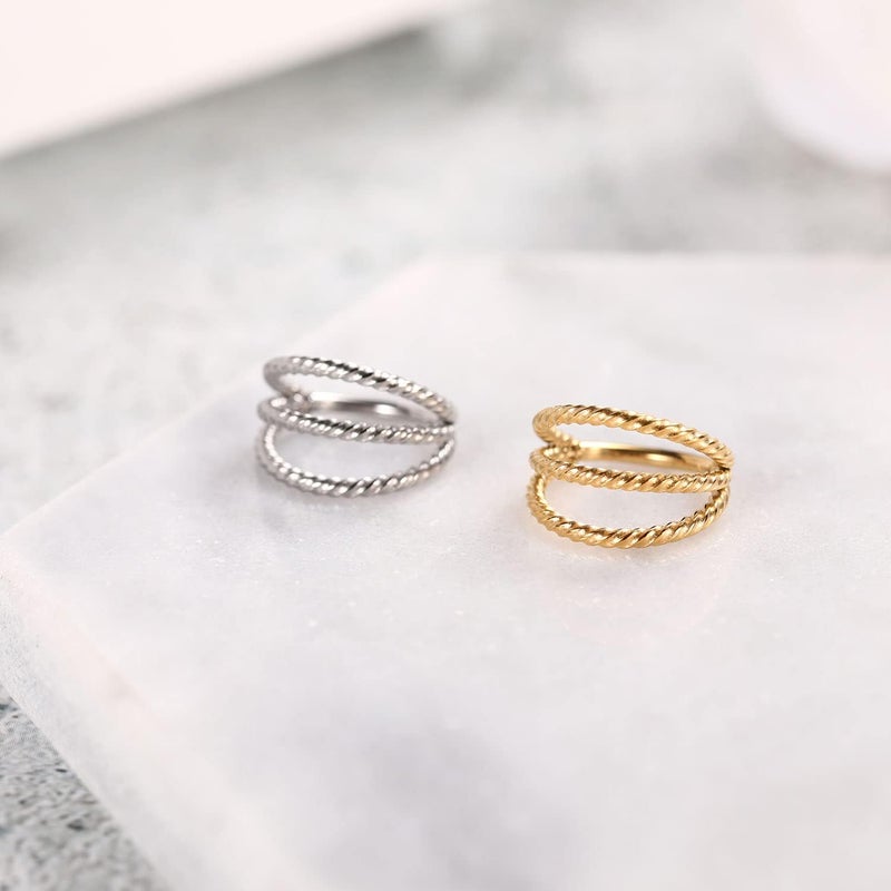 FUNLMO Store 316L Surgical Steel Nose Hoop Septum Conch Piercing Jewelry Cartilage Daith Helix Tragus Rook Lobe Earring Triple/Double Nose Lip Ring 20G 18G 16G - Image 4